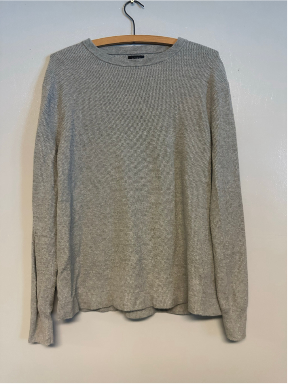 J.Crew Crewneck Waffle Knit Sweater Grey Mens Size Medium 100% Cotton
